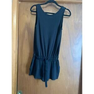 Wilfred Free Aritzia Black Romper XXS Drawstring Waist Casual Lounge Pockets